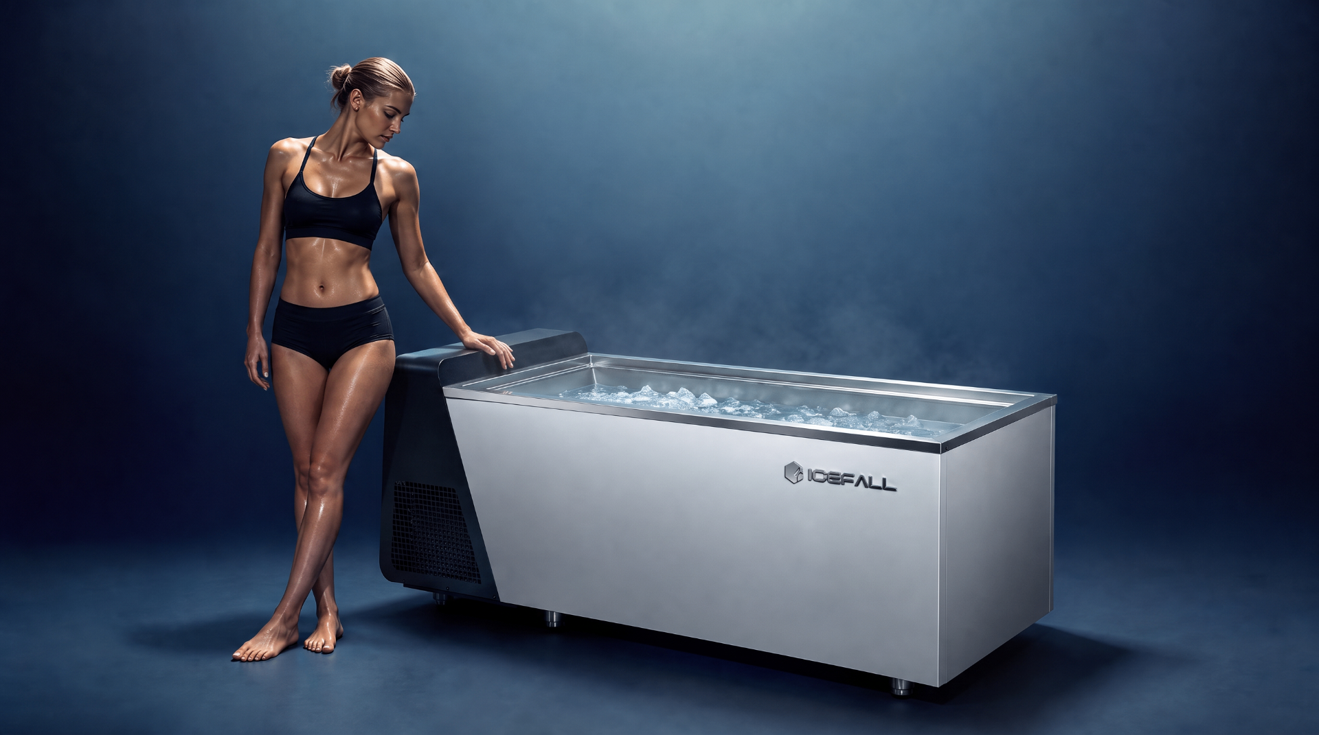Icefall ice bath in a studio setting
